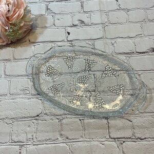 Glass Serving Dish w/ Grape Details